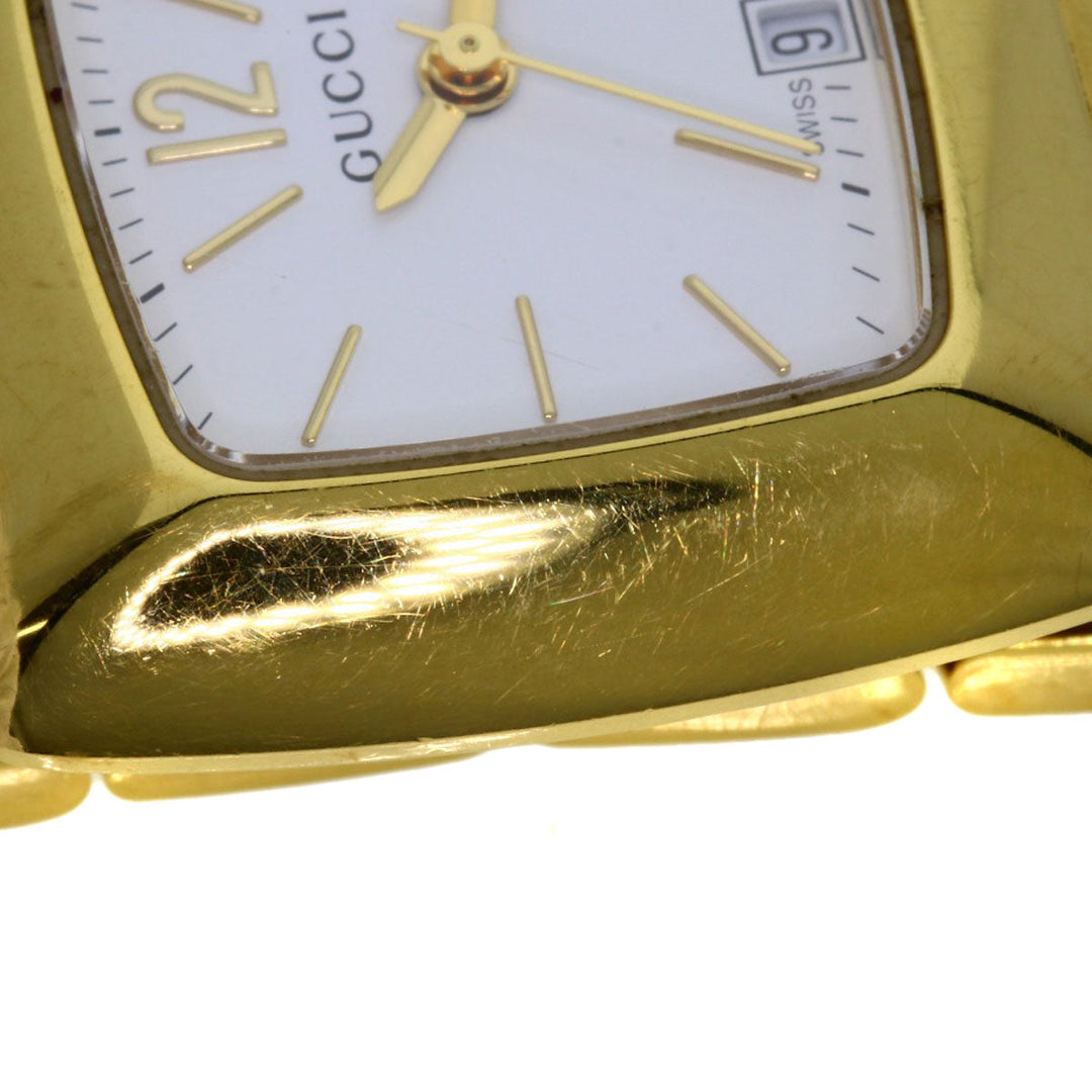 GUCCI Watches Quartz 8500L Gold Plated , Gold Plated gold Square face white dial Women Used Authentic