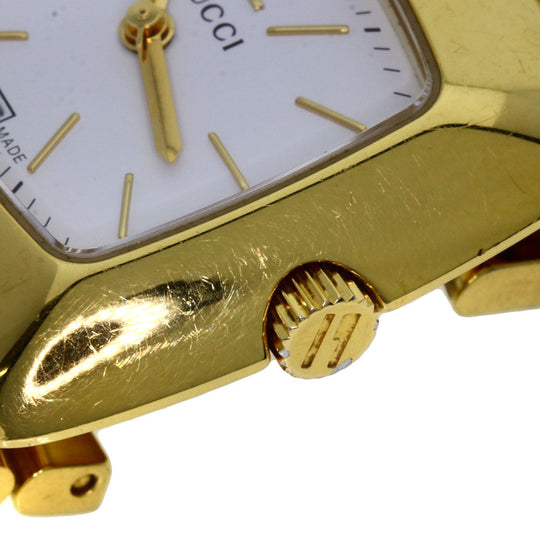 GUCCI Watches Quartz 8500L Gold Plated , Gold Plated gold Square face white dial Women Used Authentic