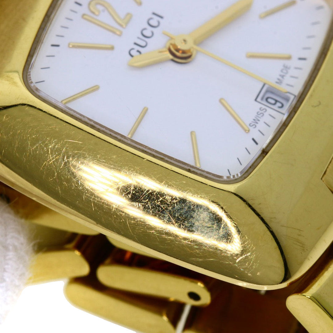 GUCCI Watches Quartz 8500L Gold Plated , Gold Plated gold Square face white dial Women Used Authentic