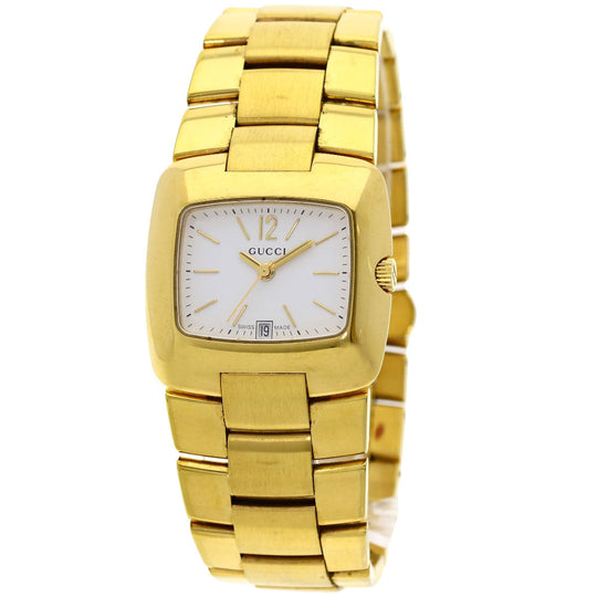 GUCCI Watches Quartz 8500L Gold Plated , Gold Plated gold Square face white dial Women Used Authentic