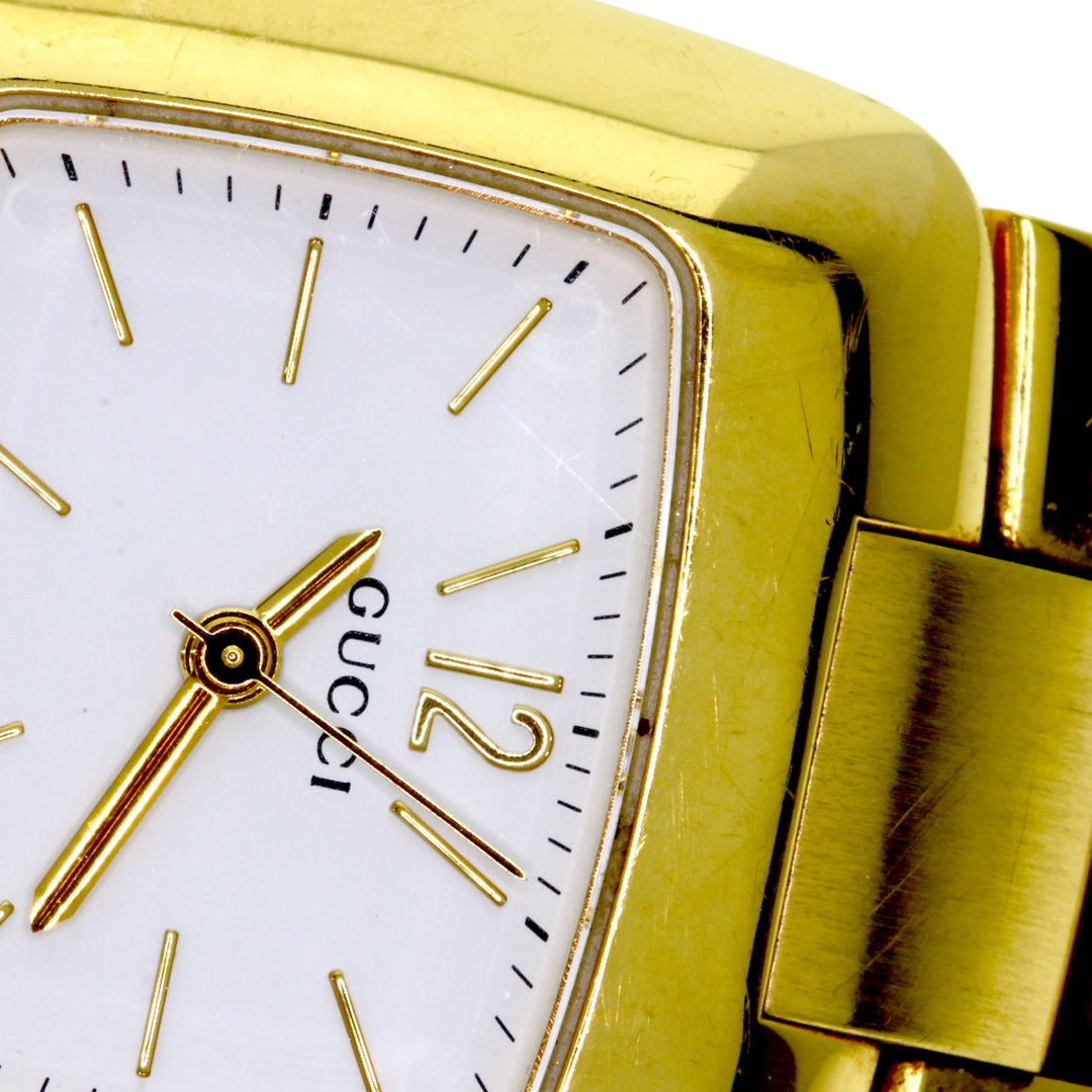 GUCCI Watches Quartz 8500L Gold Plated , Gold Plated gold Square face white dial Women Used Authentic