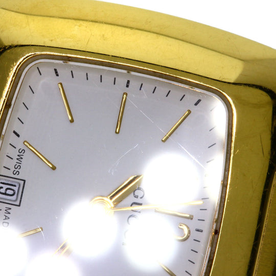 GUCCI Watches Quartz 8500L Gold Plated , Gold Plated gold Square face white dial Women Used Authentic