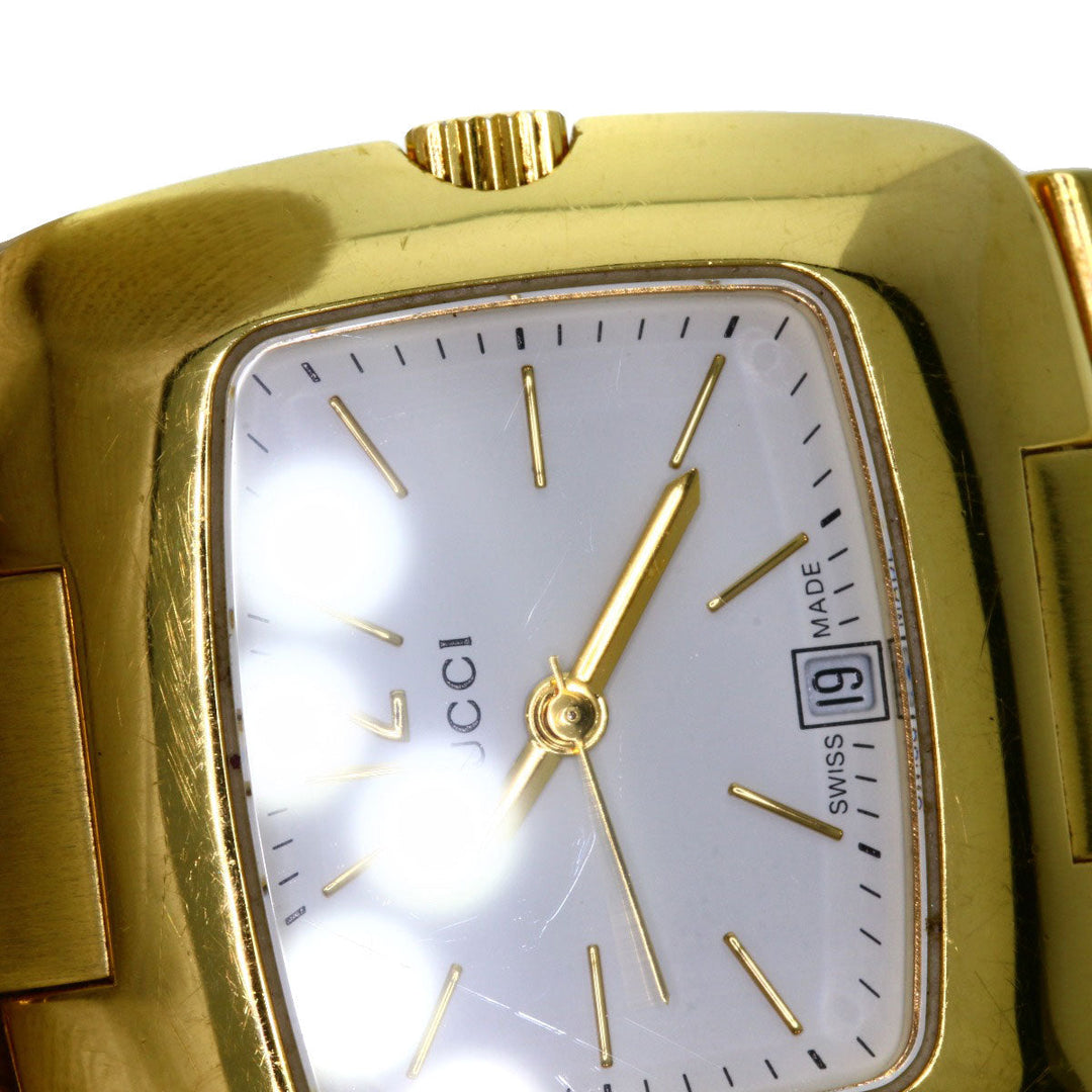 GUCCI Watches Quartz 8500L Gold Plated , Gold Plated gold Square face white dial Women Used Authentic