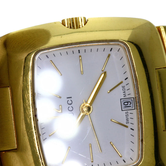 GUCCI Watches Quartz 8500L Gold Plated , Gold Plated gold Square face white dial Women Used Authentic