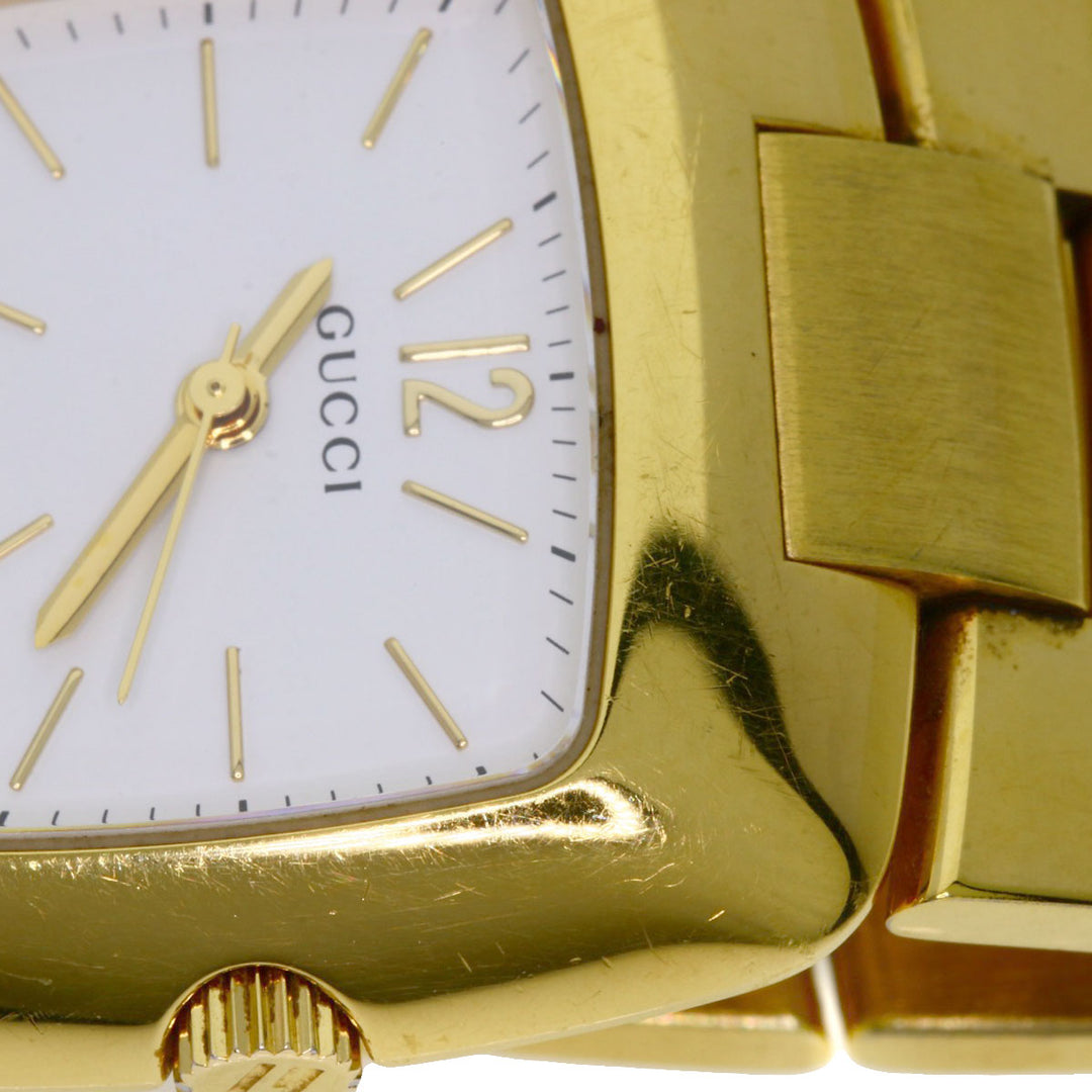 GUCCI Watches Quartz 8500L Gold Plated , Gold Plated gold Square face white dial Women Used Authentic
