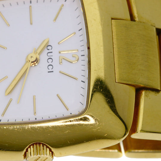 GUCCI Watches Quartz 8500L Gold Plated , Gold Plated gold Square face white dial Women Used Authentic