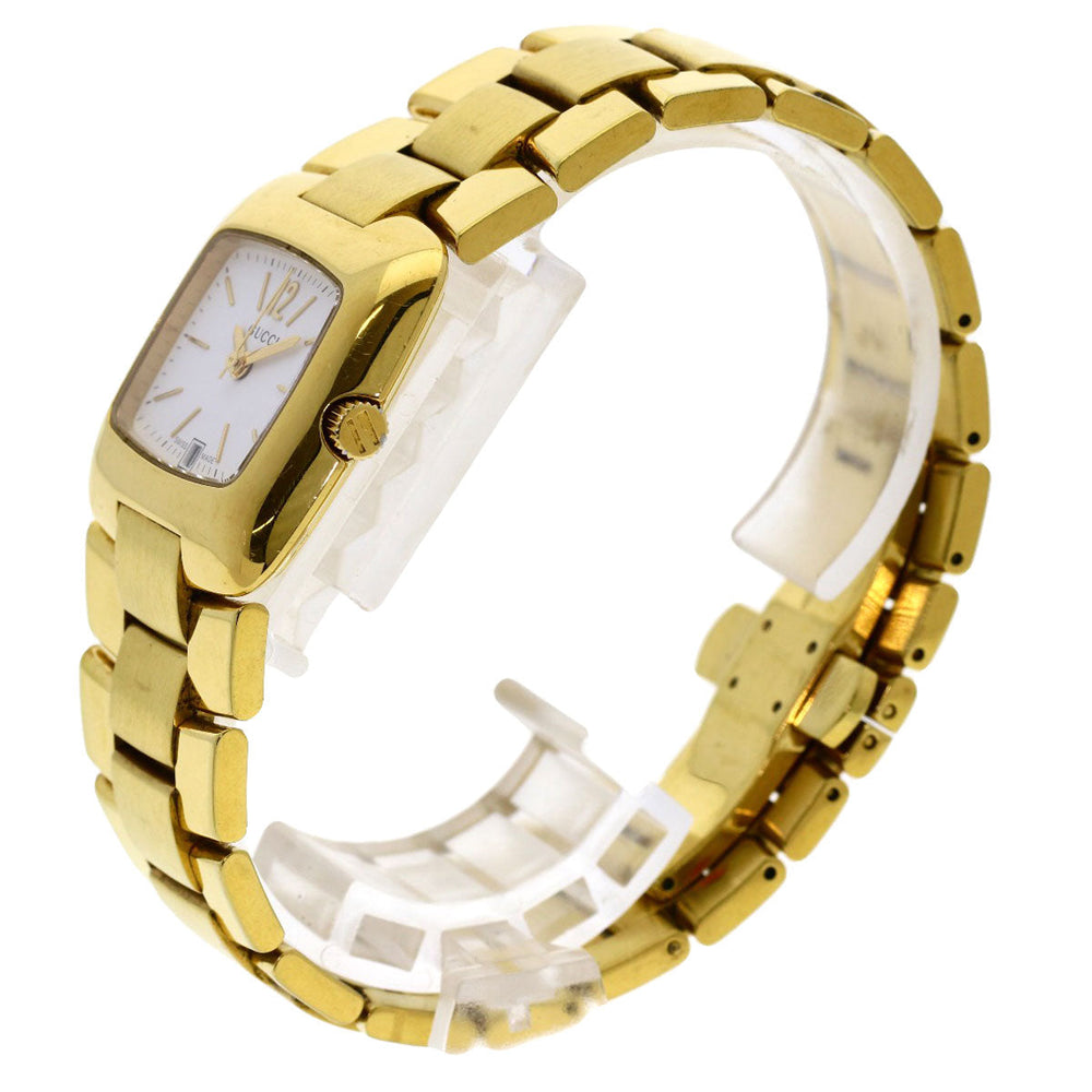 GUCCI Watches Quartz 8500L Gold Plated , Gold Plated gold Square face white dial Women Used Authentic