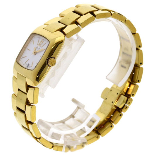 GUCCI Watches Quartz 8500L Gold Plated , Gold Plated gold Square face white dial Women Used Authentic