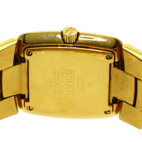 GUCCI Watches Quartz 8500L Gold Plated , Gold Plated gold Square face white dial Women Used Authentic