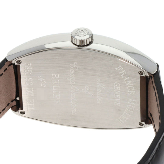 FRANCK MULLER Watches Mechanical Automatic 7851SCDTREL Stainless Steel, Leather Silver Tonneau Curvex Relief Date Silver dial mens Used Authentic