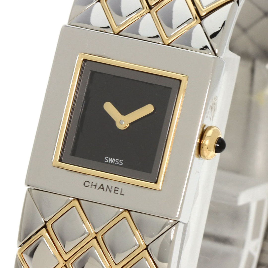 CHANEL Watches Quartz H0475 Stainless Steel Silver Matelasse Maker Complete black dial