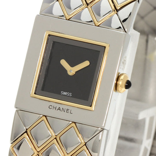 CHANEL Watches Quartz H0475 Stainless Steel Silver Matelasse Maker Complete black dial