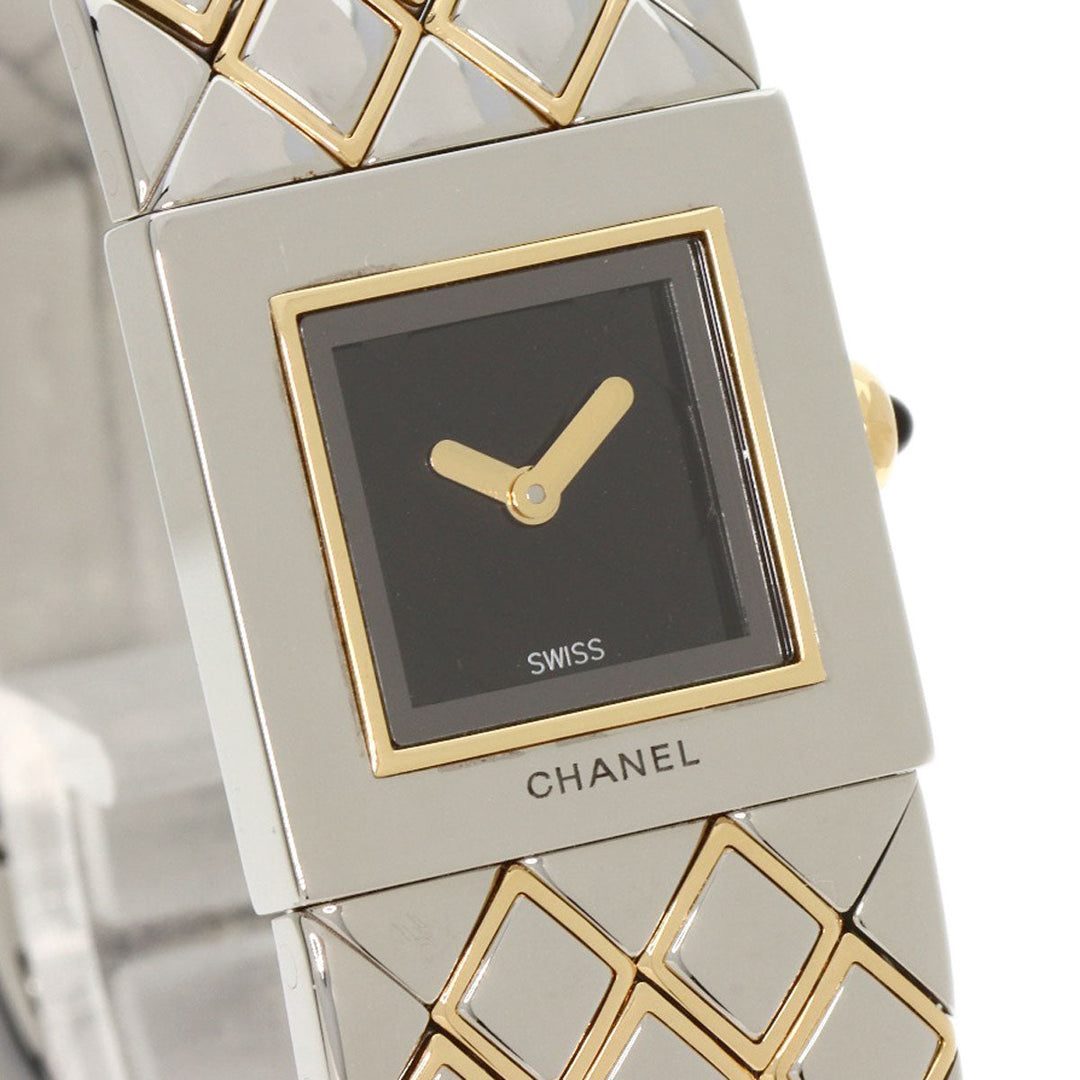 CHANEL Watches Quartz H0475 Stainless Steel Silver Matelasse Maker Complete black dial