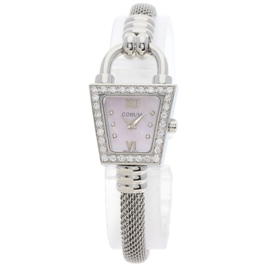 CORUM Watches Quartz 101.414.20 Stainless Steel Silver Trapeze Diamond Pink shell dial