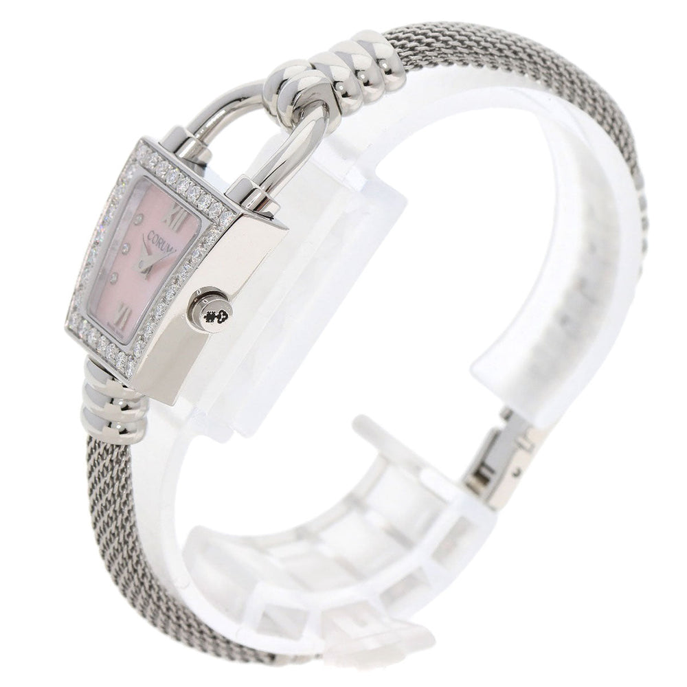 CORUM Watches Quartz 101.414.20 Stainless Steel Silver Trapeze Diamond Pink shell dial