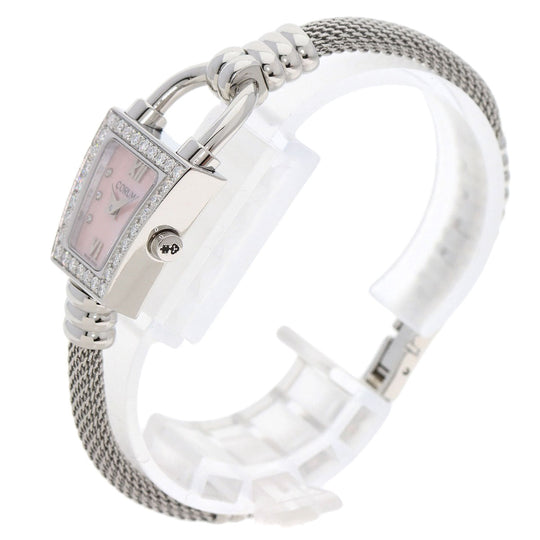 CORUM Watches Quartz 101.414.20 Stainless Steel Silver Trapeze Diamond Pink shell dial