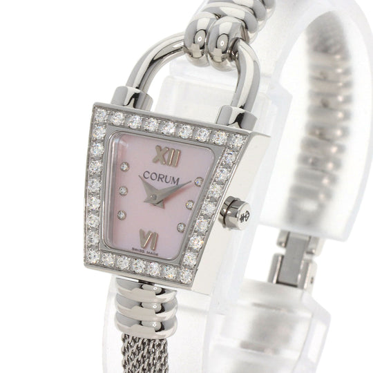 CORUM Watches Quartz 101.414.20 Stainless Steel Silver Trapeze Diamond Pink shell dial