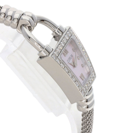 CORUM Watches Quartz 101.414.20 Stainless Steel Silver Trapeze Diamond Pink shell dial