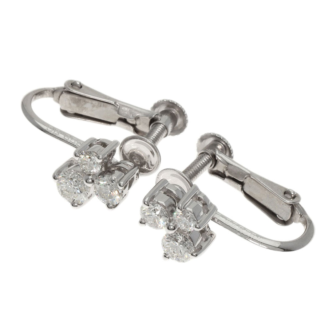 De Beers Earring K18WG Silver Diamond Cocktail Fizz Women Used Authentic
