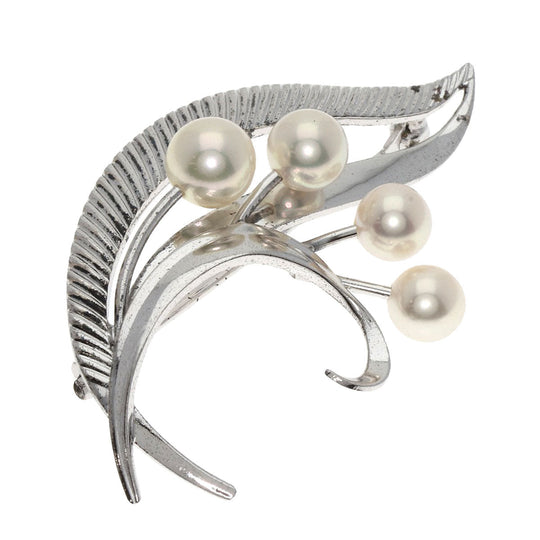 MIKIMOTO Brooch SV Silver Pearl Women Used Authentic