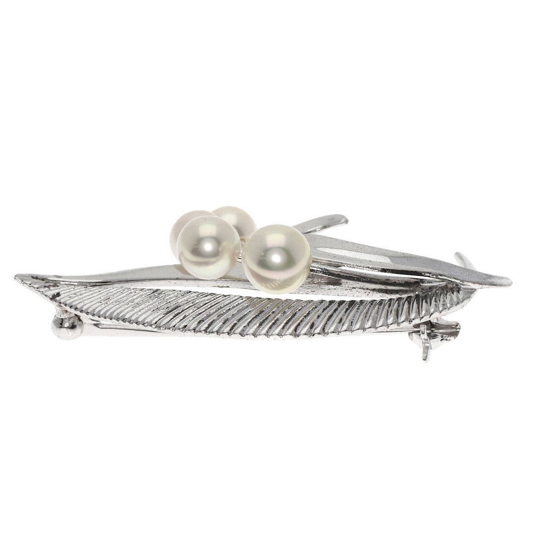 MIKIMOTO Brooch SV Silver Pearl Women Used Authentic