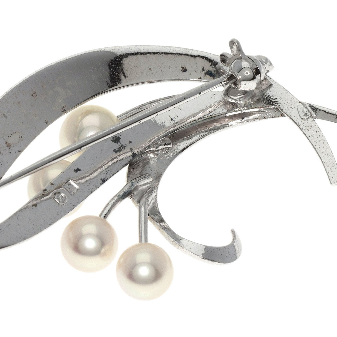 MIKIMOTO Brooch SV Silver Pearl Women Used Authentic