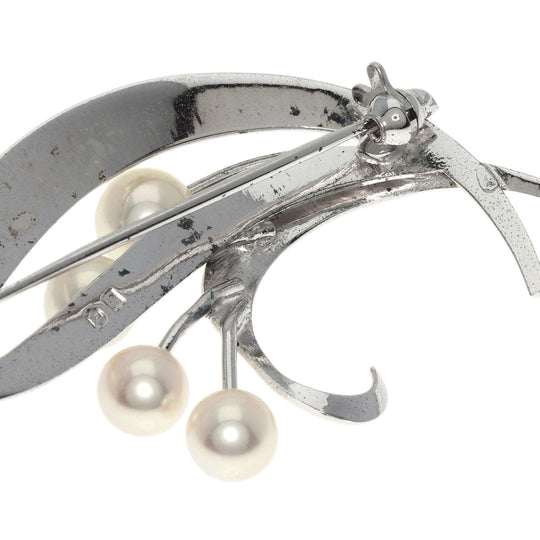 MIKIMOTO Brooch SV Silver Pearl Women Used Authentic