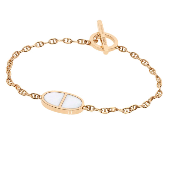 HERMES bracelet 18K Pink Gold gold Chene Dunkle Verso SH size Women Used Authentic