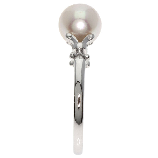MIKIMOTO Ring K14WG Silver Pearl