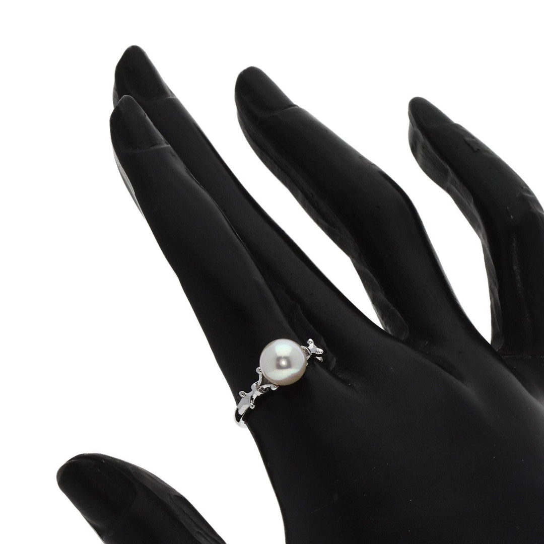 MIKIMOTO Ring K14WG Silver Pearl