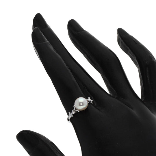 MIKIMOTO Ring K14WG Silver Pearl