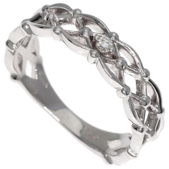 STAR JEWELRY Ring K18WG Silver 1P Diamond #7 Women Used Authentic