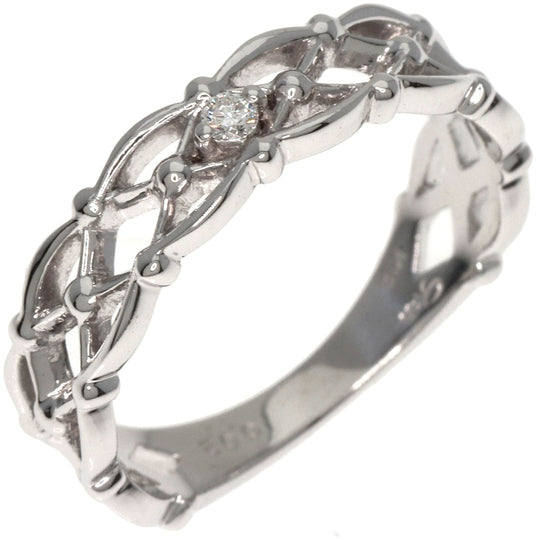 STAR JEWELRY Ring K18WG Silver 1P Diamond #7 Women Used Authentic