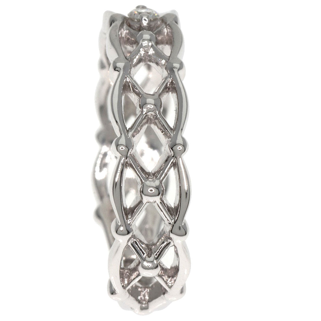 STAR JEWELRY Ring K18WG Silver 1P Diamond #7 Women Used Authentic