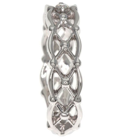 STAR JEWELRY Ring K18WG Silver 1P Diamond #7 Women Used Authentic