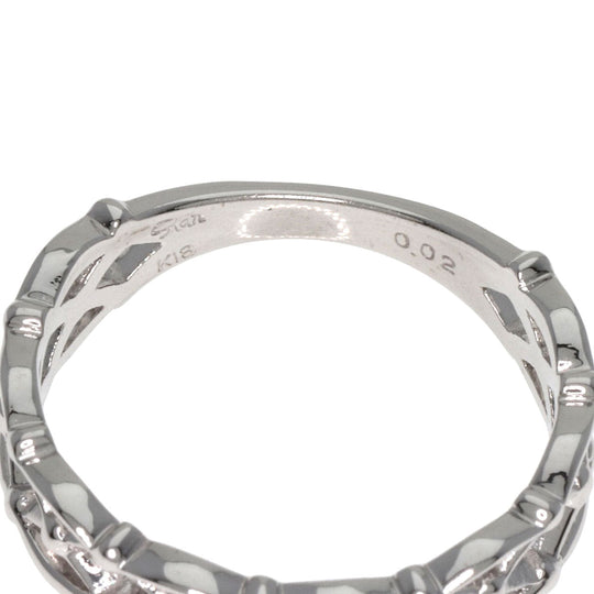 STAR JEWELRY Ring K18WG Silver 1P Diamond #7 Women Used Authentic