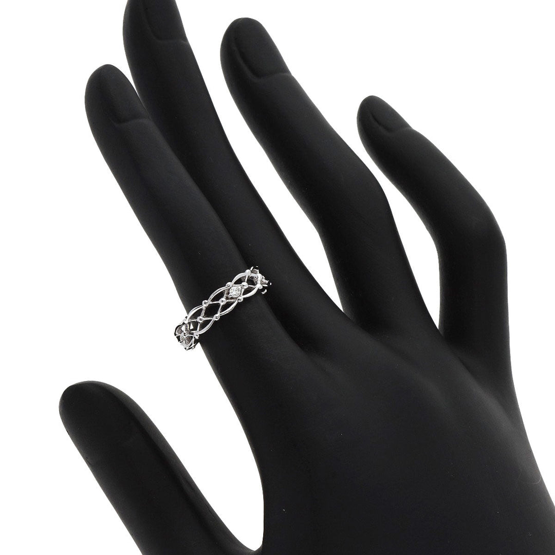 STAR JEWELRY Ring K18WG Silver 1P Diamond #7 Women Used Authentic
