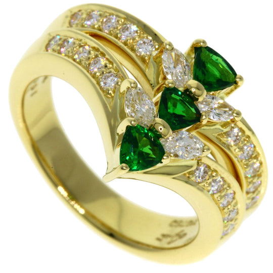 JUNE Ring 18K Yellow Gold gold Green Grossular Garnet Diamond