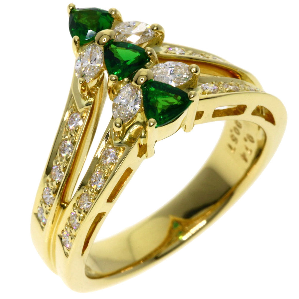 JUNE Ring 18K Yellow Gold gold Green Grossular Garnet Diamond