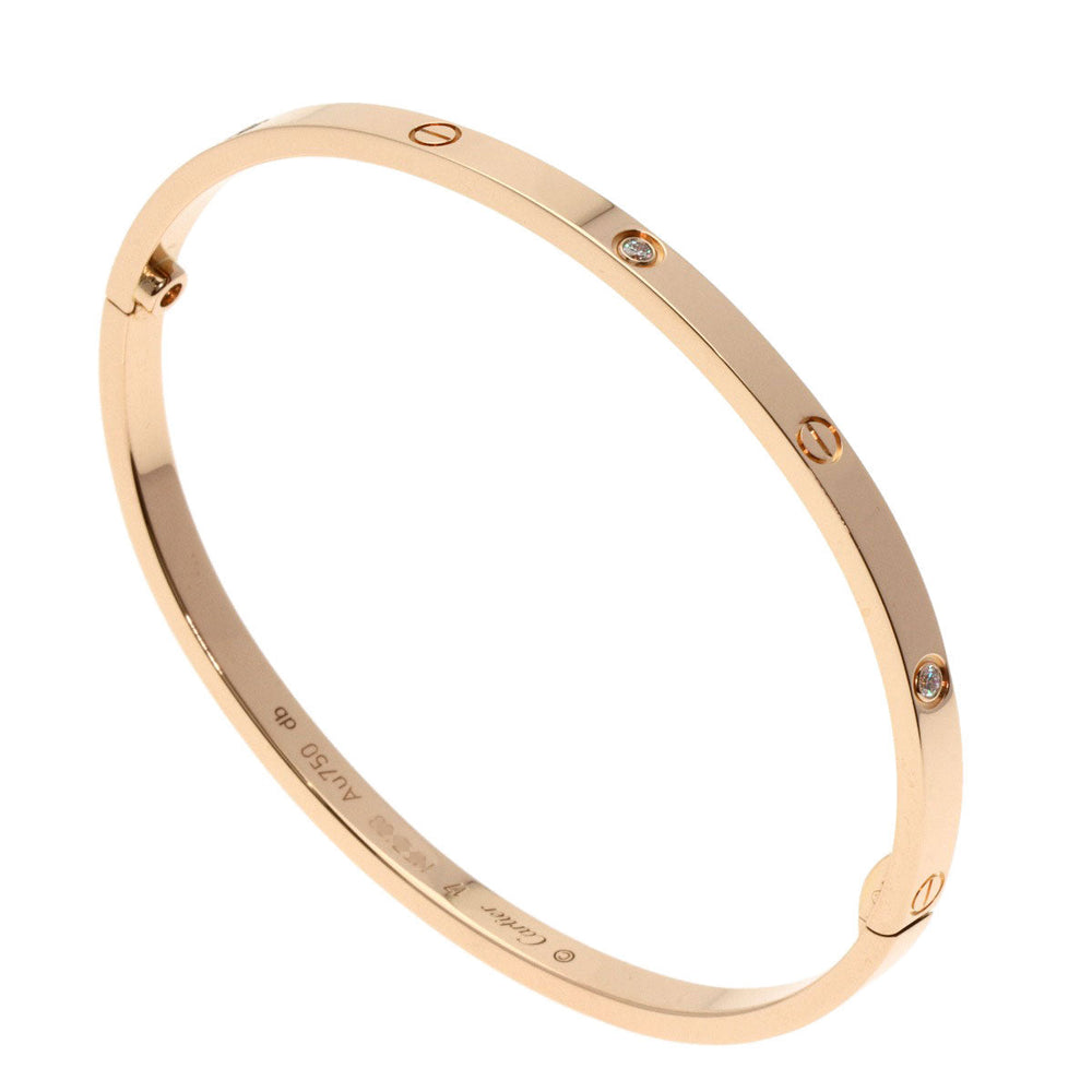 CARTIER bracelet 18K Pink Gold gold Love Bracelet SM Half Diamond No Driver #17 Women Used Authentic