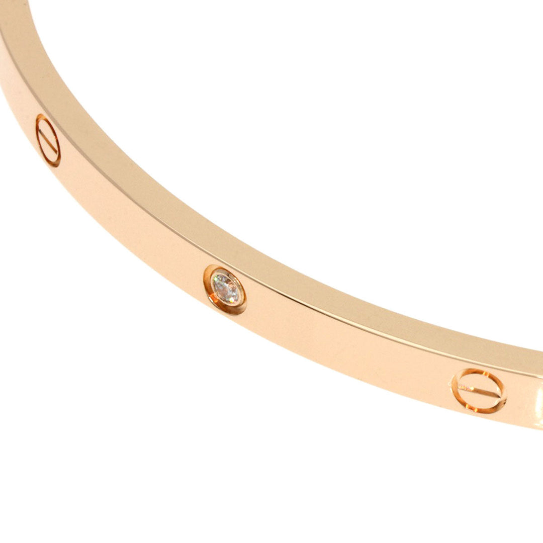 CARTIER bracelet 18K Pink Gold gold Love Bracelet SM Half Diamond No Driver #17 Women Used Authentic