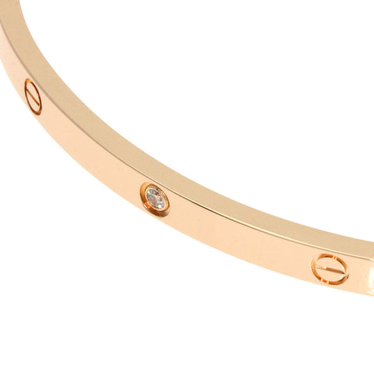 CARTIER bracelet 18K Pink Gold gold Love Bracelet SM Half Diamond No Driver #17 Women Used Authentic