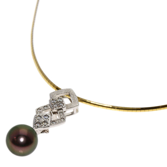 TASAKI Necklace K18WG Silver Black pearl pearl diamond