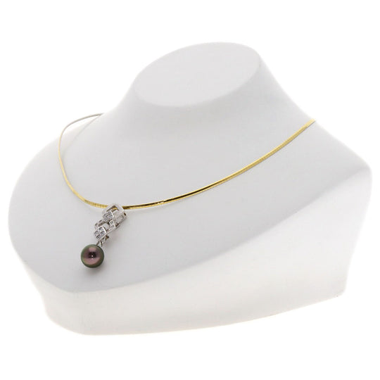 TASAKI Necklace K18WG Silver Black pearl pearl diamond