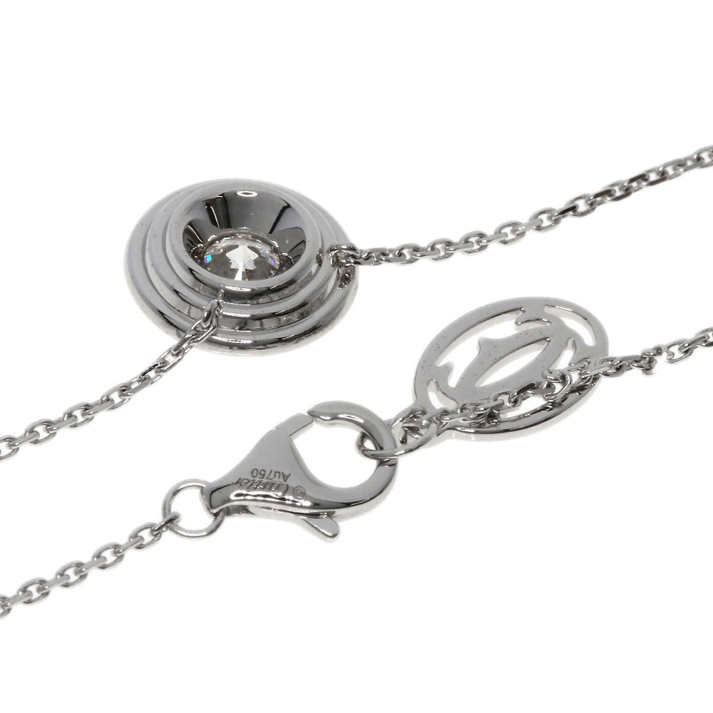 CARTIER Necklace K18WG Silver Damour Diamond