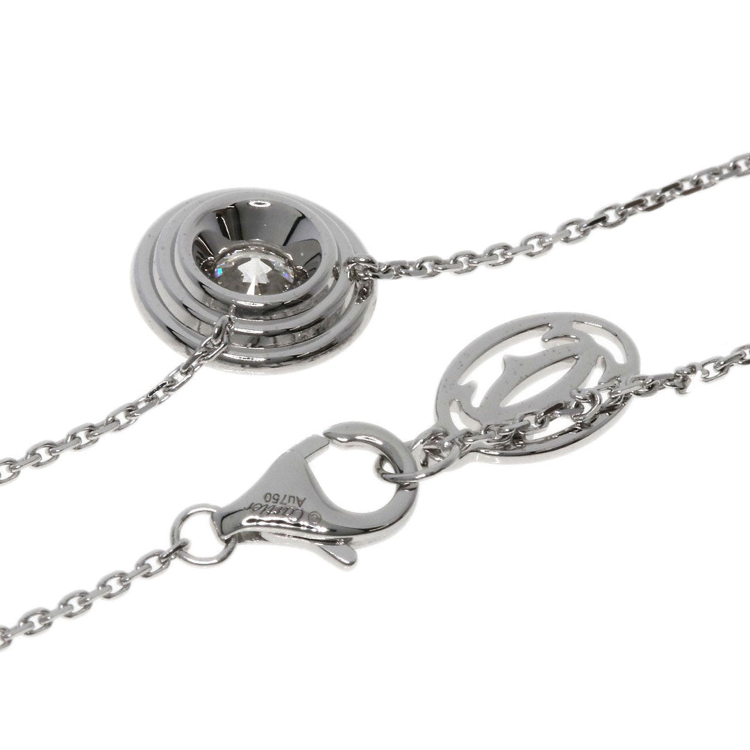 CARTIER Necklace K18WG Silver Damour Diamond