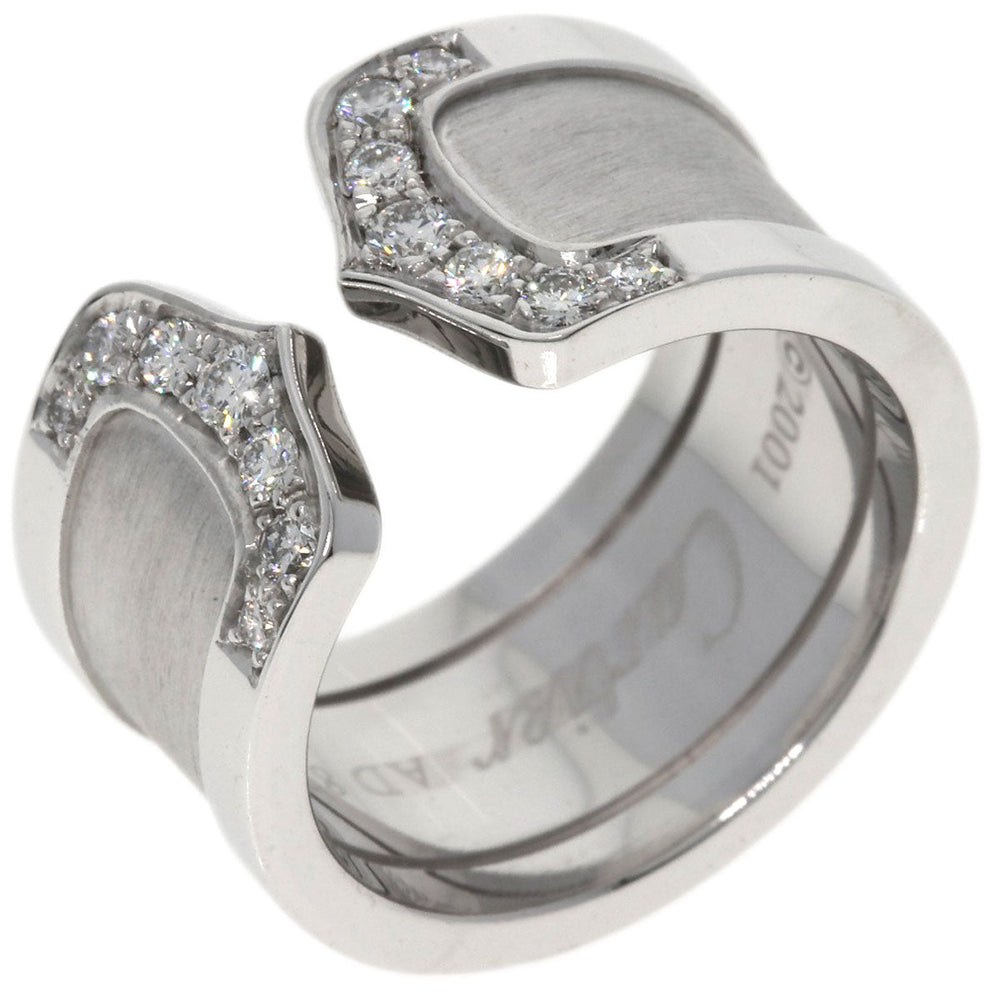 CARTIER Ring K18WG Silver C2 Diamond #48 Women Used Authentic