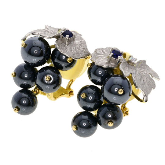 NOBUKO ISHIKAWA Earring K18YG , PT900 gold Hematite Women Used Authentic