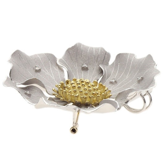 SHUN TAMURA Brooch PT900 , K18YG Silver Diamond shun Women Used Authentic