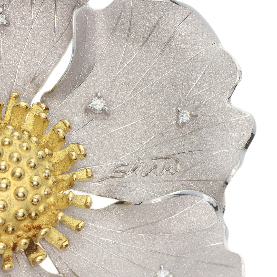 SHUN TAMURA Brooch PT900 , K18YG Silver Diamond shun Women Used Authentic